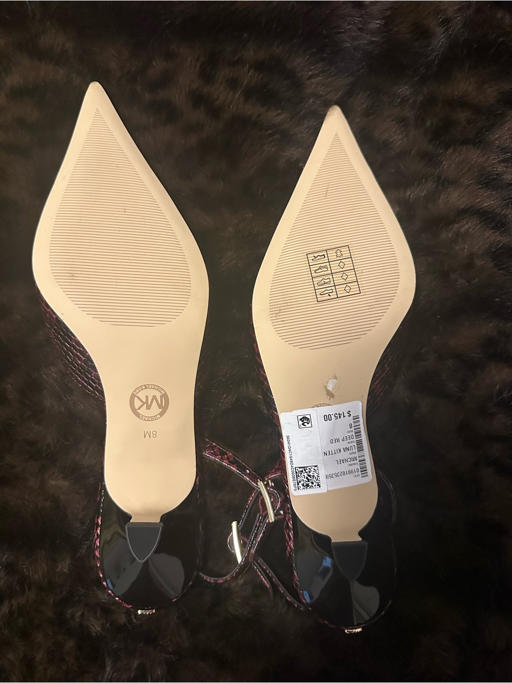 Michael Kors Burgundy Snake-Print Pointed Slingback Heels - Picture 2 of 4